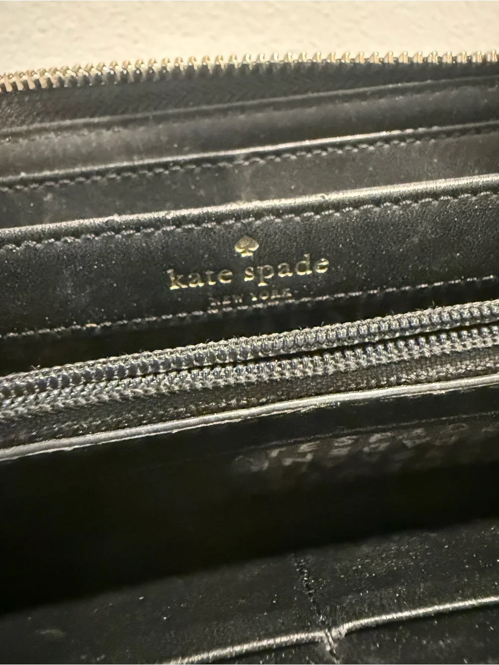 Kate Spade Black Pebbled Leather Bow Zip Around Continental Wallet